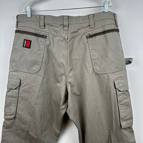Wrangler Riggs Workwear Pants Ripstop Tan 40x34 Utility Cargo Carpenter Heavy - Picture 4 of 13